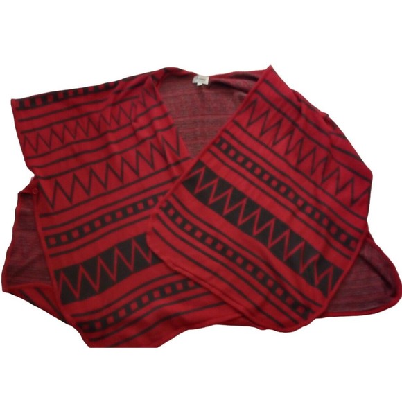 Arianna By Howard’s Women's Sz One Size OS Poncho Shawl Wrap Aztec Warm Red Top - Picture 1 of 9